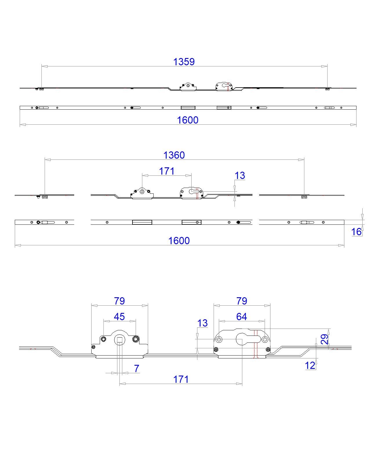 Sliding Door Gear; Key (Sash90)